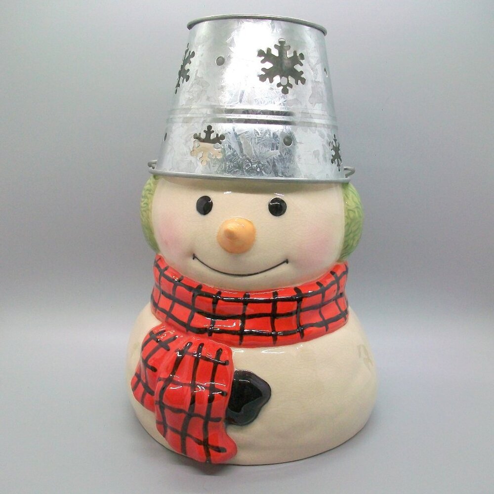 Hallmark Mitford Snowman Murphy Tealight Luminary Snowflake Bucket Hat 9"